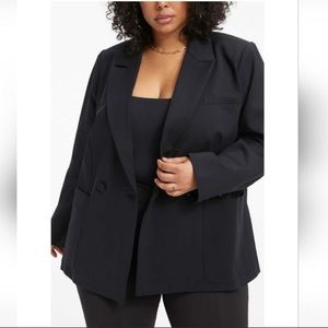 NWT Good American The Boss 2.0 Double Breasted Blazer black, Size 4/XL